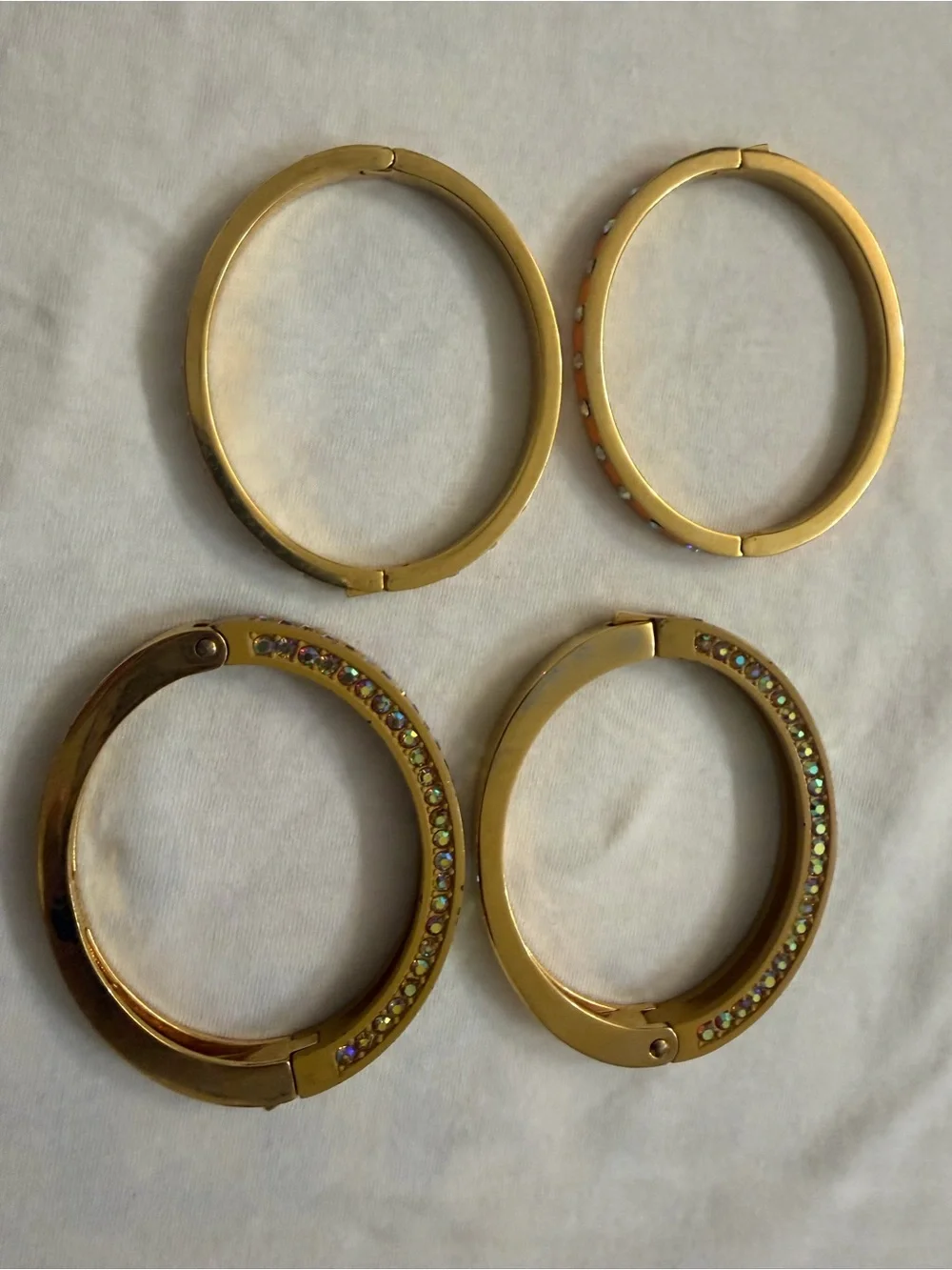 Jcrew Gold-Tone Orange and Gold Crystal Bangle Bracelet Set